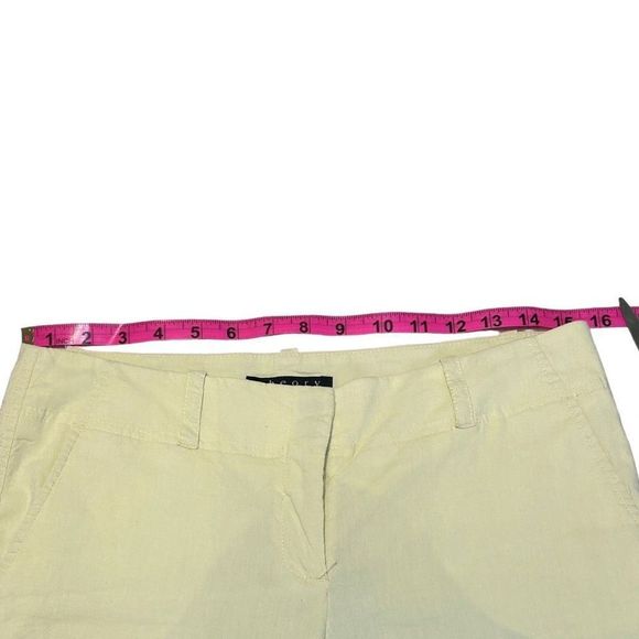 Theory Women's Cream Cotton Top And Linen Blend Pants Set Size Medium 6 - Picture 8 of 16
